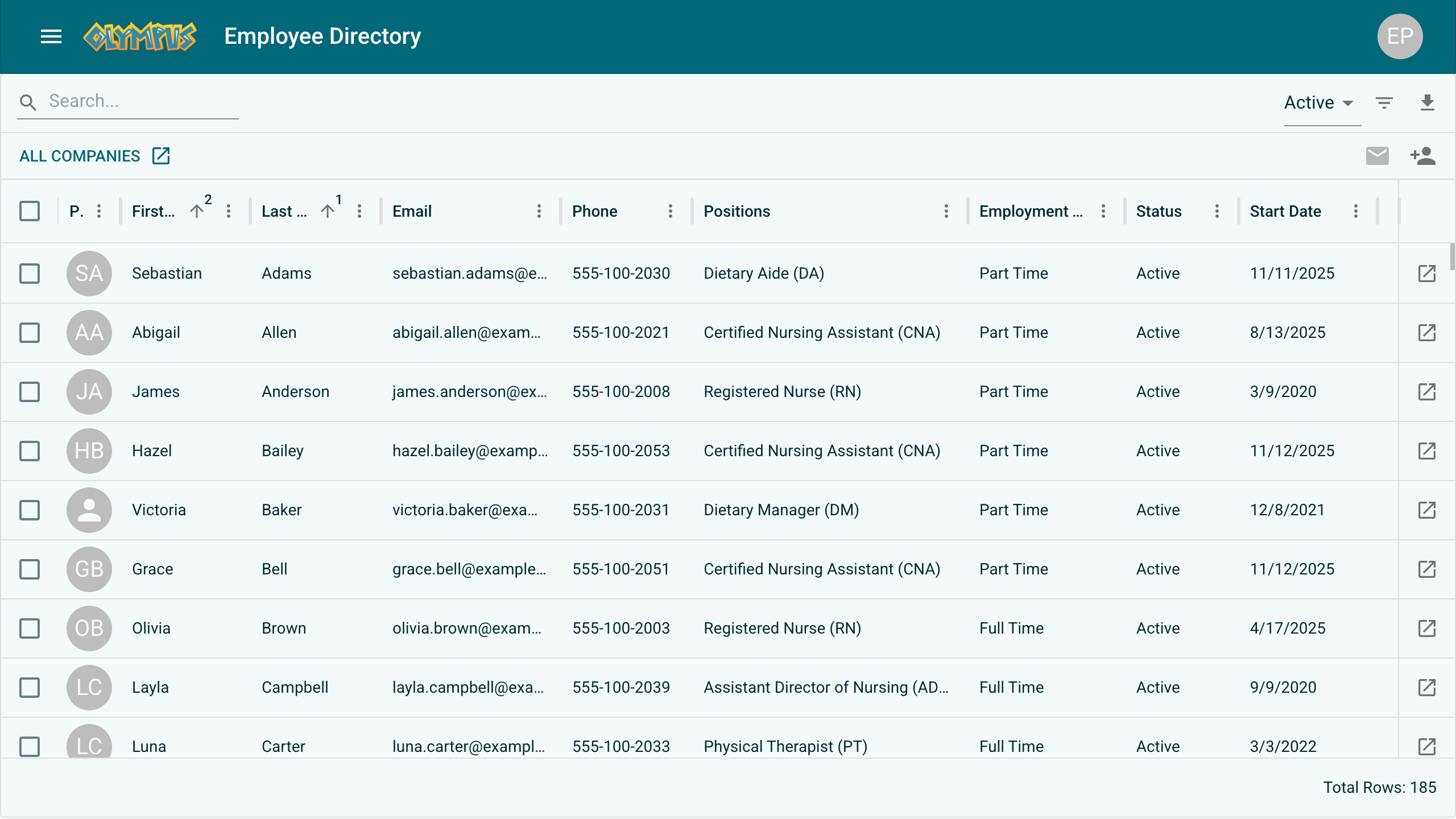 Employee management screenshot